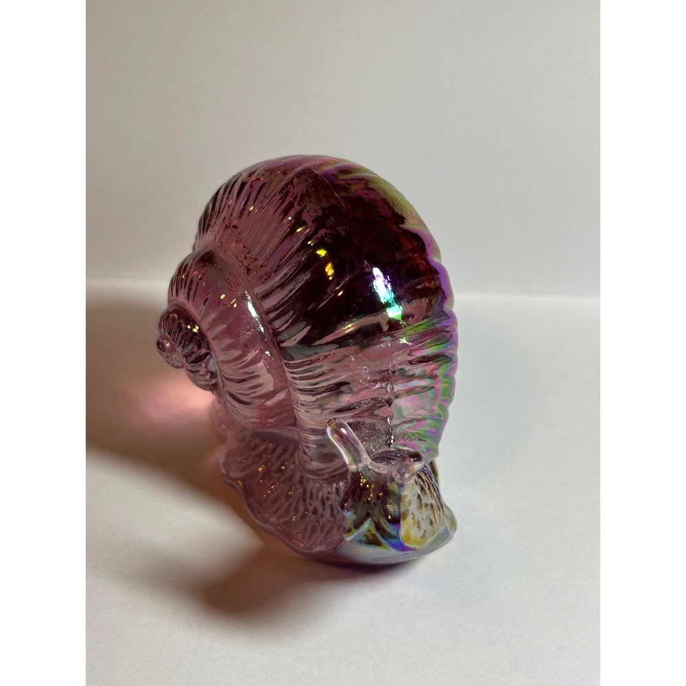 Fenton Art Glass Company Vintage Iridescent Snail Madras Pink Handmade Textured - Picture 5 of 16
